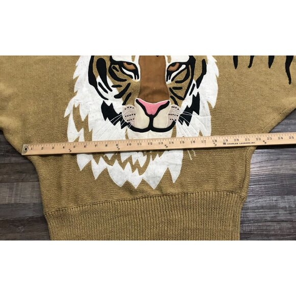 Vintage Vtg Bonnie Boerer Womens Large Embroidered Tiger Sweater - Picture 5 of 6